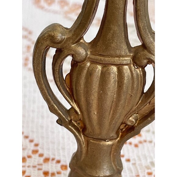 Vintage 1930s Cast metal Gold Lamp Finial Urn Shape 3 3/8" - Picture 9 of 10